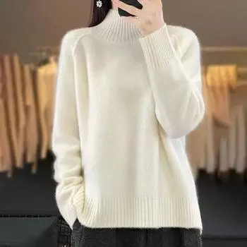 Осень и Зима Большой Размер Западный Стиль Водолазка Вязаный Свитер Свитер Верхняя Одежда Чтобы Сохранять Тепло, Свободный и Универсальный 6XL