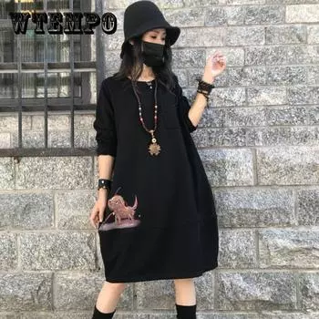 Осень и зима, более толстый повседневный свитер больших размеров, индивидуальное трендовое длинное пальто, платье с длинными рукавами для женщин L