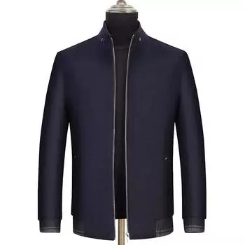 Осень и зима для людей среднего и пожилого возраста, деловая повседневная шерстяная куртка, короткое шерстяное пальто с воротником-стойкой, мужское шерстяное пальто M