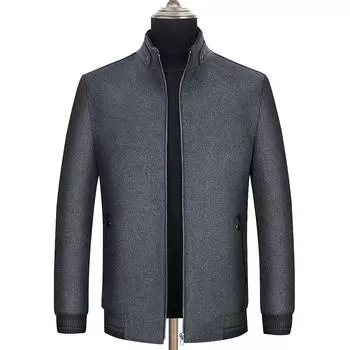 Осень и зима для людей среднего и пожилого возраста, деловая повседневная шерстяная куртка, короткое шерстяное пальто с воротником-стойкой, мужское шерстяное пальто M