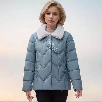 осень и зима для мам среднего и пожилого возраста, пуховая одежда, женская мода, утепленная куртка в иностранном стиле, куртка с меховым воротником для бабушки XL розовый