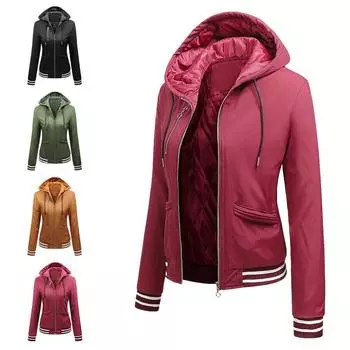 Осень и зима, европейская и американская женская бейсбольная майка, летная куртка, женское утолщенное свободное хлопковое пальто со стоячим воротником и застежкой-молнией L красный