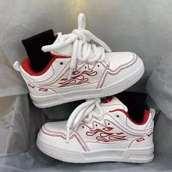 Осень и зима Ins Гонконгский вкус Ретро Нишевые нескользящие туфли для досок Пара High Street Hundred с повседневными кроссовками Одинарные туфли на толстой подошве Мужские 36