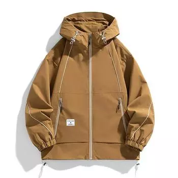 Осень и зима Ins Hong Kong Style Hooded Jacket Men s Loose Large Size Fat Coat Men s Waterproof Casual Top M