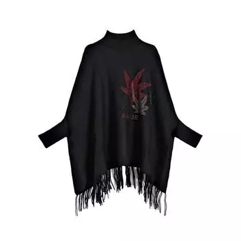 Осень и зима Кленовый лист Горячий бриллиант Свободный большой размер Водолазка свитер Свободный пуловер Бэтмен однотонный трикотажный жакет для женщин average size серый