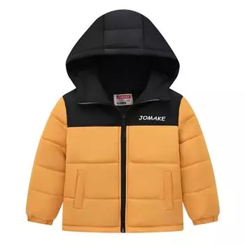 Осень и зима Мальчики и Девочки в красочной повседневной вышивке хлопковая куртка мода толстый капюшон ветрозащитный карманы хлопковая куртка 110cm