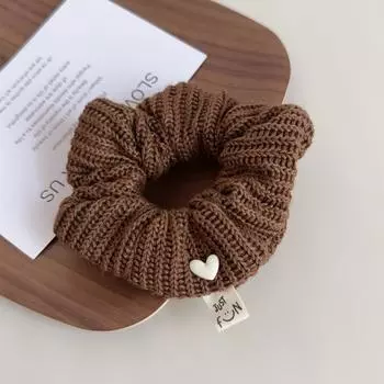 Осень и Зима Маленькое Сердечко Пряжа Черно-Белый Кофейный Цвет Заколка-Крокодильчик Боковая Заколка Повязка для Волос Резинка для Волос Аксессуары для Волос Headbands