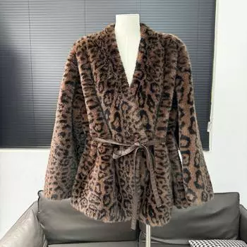Осень и зима мех интегрированный новый ретро леопардовый принт норка мех имитация норки меховая куртка темперамент снижение возраста One Size