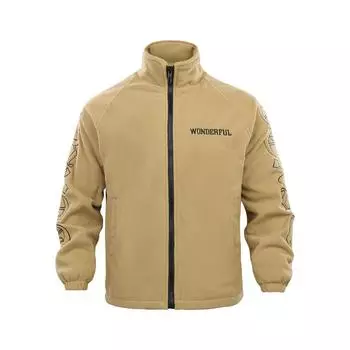 Осень и зима Мужская флисовая стойка Воротник Повседневная куртка Утолщенная теплая кашемировая куртка Мужчины S чёрный