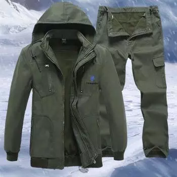 Осень и зима, Мужские, Камуфляжные костюмы, Плюс бархат, Утолщенные, Холодостойкие, Теплые, Строительные костюмы, Рабочая одежда S