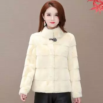 Осень и зима новая экологически чистая датская норковая шуба женская короткая свободная утолщенная имитация норковой шерсти иностранный газ пальто S белый