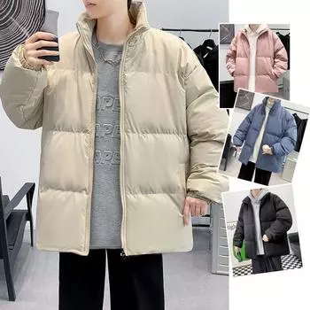 Осень и зима Новая черная стоячая воротниковая утепленная утепленная молодежная одежда с хлопковой подкладкой M