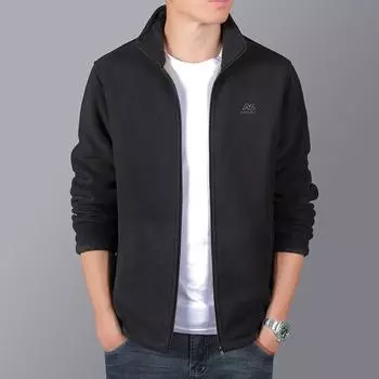 Осень и зима Новая флисовая куртка мужская бархатная утолщенная флисовая одежда мужское теплое пальто с воротником-стойкой большой размер M