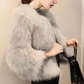 Осень и зима новая искусственная лисья шуба женская короткая модная тонкая иностранная молодая шерстяная куртка оптовая продажа S