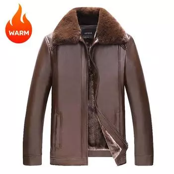 Осень и зима Новая кожаная куртка мужская утолщенная куртка большого размера мужская кожаная куртка M