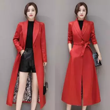 Осень и зима, новая кожаная ветровка знаменитостей, женское пальто из искусственного хлопка, кожаное пальто длиной до колена, женское большое 4XL