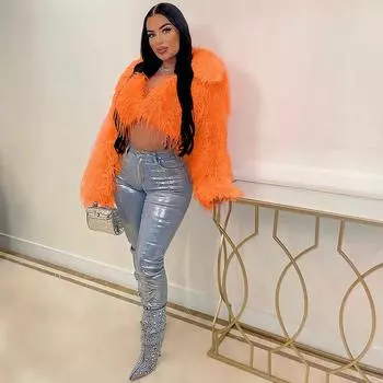 Осень и зима новая куртка из искусственного меха женская ins Интернет знаменитость с такой же личностью имитация пляжной шерсти ультракороткий шерстяной шерстяной топ S белый