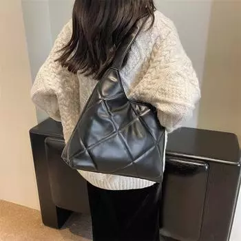 Осень и зима Новая модная женская сумка Сумка-ведро для воды Ling Ge Вышитая нить Большая сумка Сумка для покупок Большая вместительная сумка из мягкой кожи