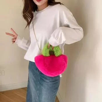 Осень и зима новая модная женская сумка с цепочкой и волосатыми ремешками через плечо женская сумка белый