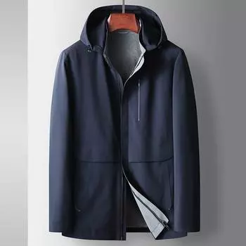 Осень и зима, новая молодежная и среднего возраста, деловая, с капюшоном, съемным воротником-стойкой, повседневная, ветрозащитная куртка 170