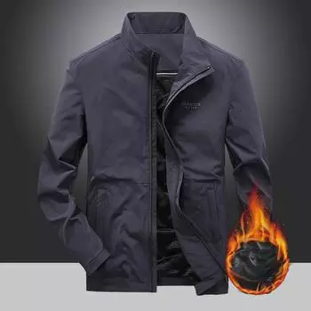 Осень и зима Новая мужская бархатная повседневная куртка свободного покроя большого размера ветрозащитная деловая куртка с воротником-стойкой L