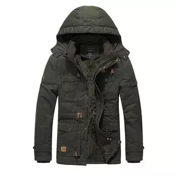 Осень и зима Новая мужская флисовая утолщенная вышитая модная мужская одежда M хаки