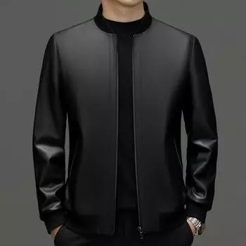 Осень и зима новая мужская кожаная куртка с воротником-стойкой из овчины натуральная кожаная куртка для мужчин 165