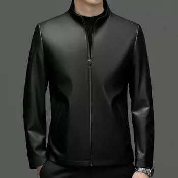 Осень и зима новая мужская кожаная куртка с воротником-стойкой из овчины натуральная кожаная куртка для мужчин 165