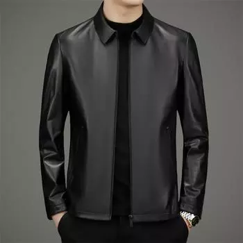 Осень и зима новая мужская кожаная куртка с лацканами куртка из телячьей кожи натуральная кожаная куртка для мужчин 165