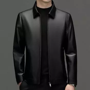 Осень и зима новая мужская кожаная куртка куртка с лацканами из овчины натуральная кожаная куртка для мужчин 165