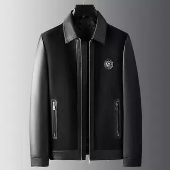 Осень и зима новая мужская кожаная куртка куртка с лацканами из овчины натуральная кожаная куртка для мужчин L