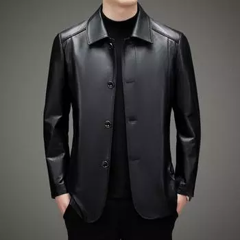 Осень и зима новая мужская кожаная куртка куртка с лацканами из овчины натуральная кожаная куртка для мужчин 170