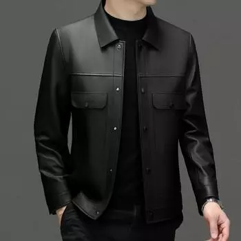 Осень и зима новая мужская кожаная куртка куртка с лацканами из овчины натуральная кожаная куртка для мужчин 165