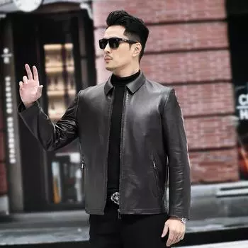 Осень и зима новая мужская кожаная куртка куртка с лацканами куртка из овчины деловая повседневная мужская одежда L