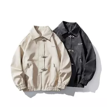 Осень и зима Новая мужская куртка High Street Куртка Британский стиль Корейский стиль Свободная повседневная Красивая кожаная куртка M чёрный