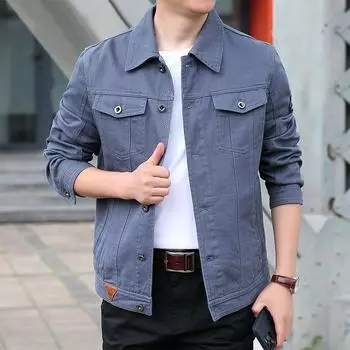 Осень и зима новая мужская куртка из денима для отдыха на природе мода для отдыха на каждый день путешествия дышащая ветрозащитная тенденция M джинсовый синий