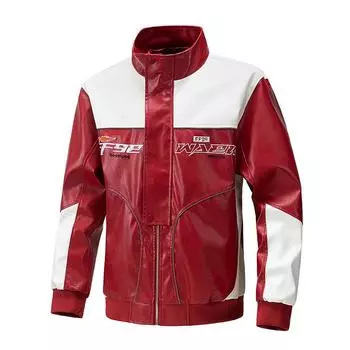 Осень и зима, новая мужская куртка из искусственной кожи с цветными блоками, мотоциклетная куртка, кожаная куртка, модный бренд M