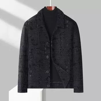 Осень и зима Новая мужская куртка из золотистой норки с лацканами, деловая повседневная модная шерстяная куртка среднего зеленого цвета, мужское пальто 170 серый