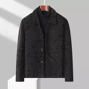 Осень и зима Новая мужская куртка из золотистой норки с лацканами, деловая повседневная модная шерстяная куртка среднего зеленого цвета, мужское пальто 170 серый