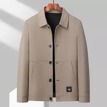 Осень и зима Новая мужская куртка Модная повседневная куртка для молодых мужчин с отворотом сверху Куртка с инструментами Мужское пальто 170 хаки