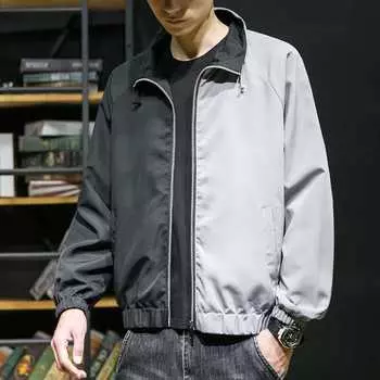 Осень и зима Новая мужская куртка с воротником-стойкой, модная свободная мужская куртка M чёрный