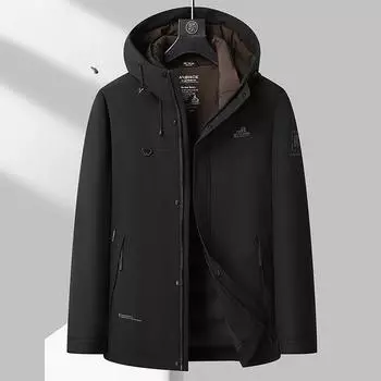 Осень и зима Новая мужская куртка с капюшоном Plus Fat Plus Size Warm Jacket 2XL