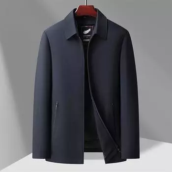 Осень и зима Новая мужская легкая куртка-пуховик Деловая повседневная куртка с лацканами Утолщенная пуховая куртка с подкладкой Куртка M темно-синий