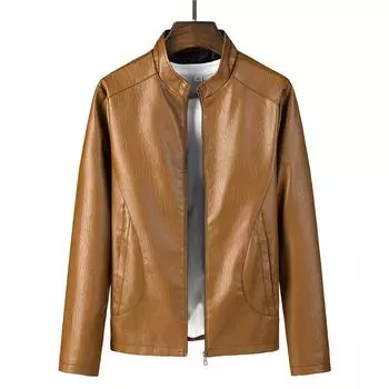 Осень и зима Новая мужская одежда Кожаная куртка большого размера Мужская молодежная кожаная куртка Корейская версия Повседневная куртка с воротником-стойкой в стиле локомотива M