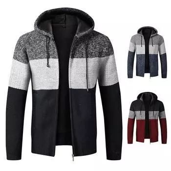 Осень и зима Новая мужская одежда Постепенное изменение флисовый утолщенный свитер большой размер Тонкая куртка Кардиган куртка с капюшоном M