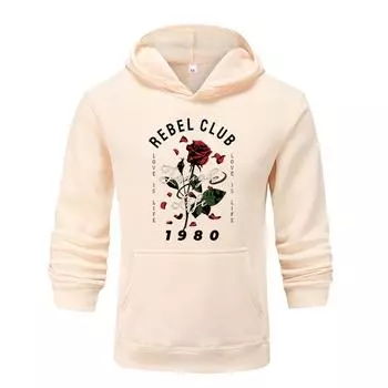 Осень и зима, новая персонализированная одежда 1980 года с цветочным принтом, мужская и женская толстовка с капюшоном, пуловер для любителей бега, спортивная толстовка S чёрный