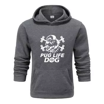 Осень и зима, новая персонализированная одежда с принтом Pug Life для мужчин и женщин, толстовка с капюшоном для любителей, пуловер, спортивная толстовка для бега S