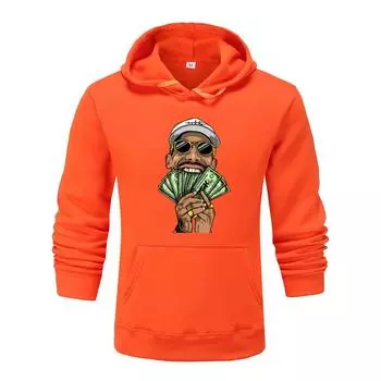 Осень и зима, новая персонализированная одежда с принтом доллара для мужчин и женщин, толстовка с капюшоном для любителей, пуловер для бега, спортивная толстовка S чёрный