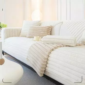 Осень и зима, новая плюшевая подушка для дивана с кроликом, зимняя утолщенная плюшевая полосатая подушка, сплошной цвет, нескользящий чехол для дивана с ощущением кошки 50*50cm