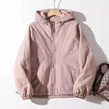 Осень и зима новая повседневная мода уменьшающая возраст ветрозащитная утолщенная хлопковая одежда с капюшоном универсальная стеганая куртка с обеих сторон женская M(80-125)